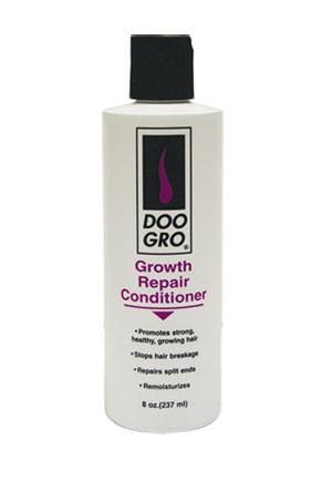 Bottle of DOO GRO GROWTH REPAIR CONDITIONER, 8 oz size, with purple and black label